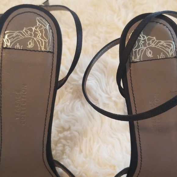Versace Lucite heel satin sandal medusa hardware 8 - Picture 5 of 8